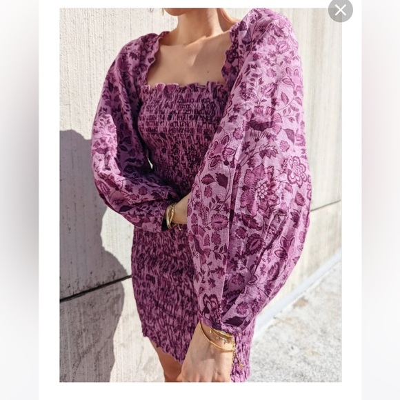 Free People Smoke It To Me Rushed mini floral dress - Picture 2 of 9